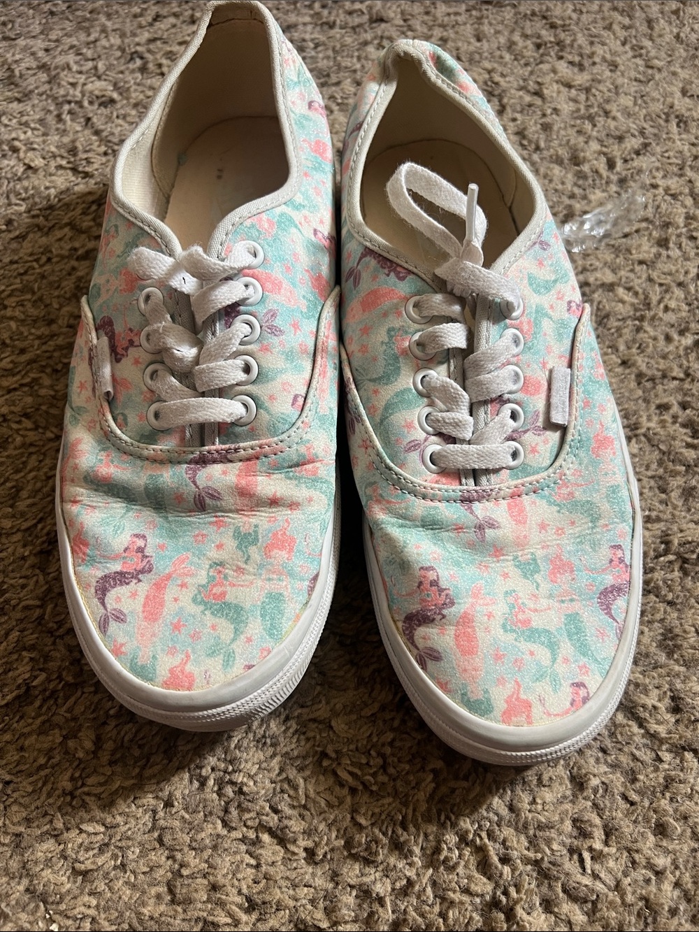 Vans Mermaid Canvas Sneakers - White, Seafoam, Pink